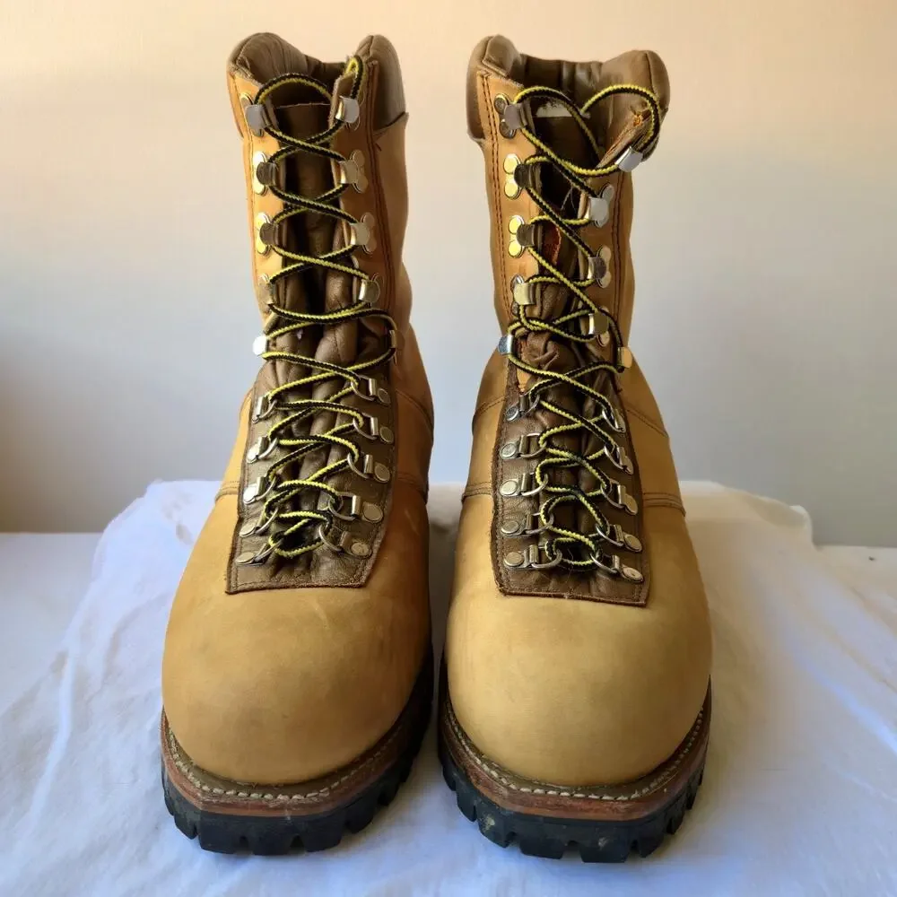 Vintage Chippewa Arctic 25468 Mens 9'' Nubuck Leather Work Boots Tan Size 13 USA